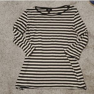 2/$10! Cream and black stripe top sz l